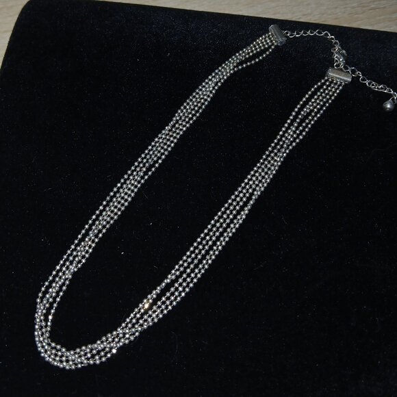 Silver Tone Multi Strand Choker Necklace Vintage Costume Jewelry #100 - Picture 2 of 9